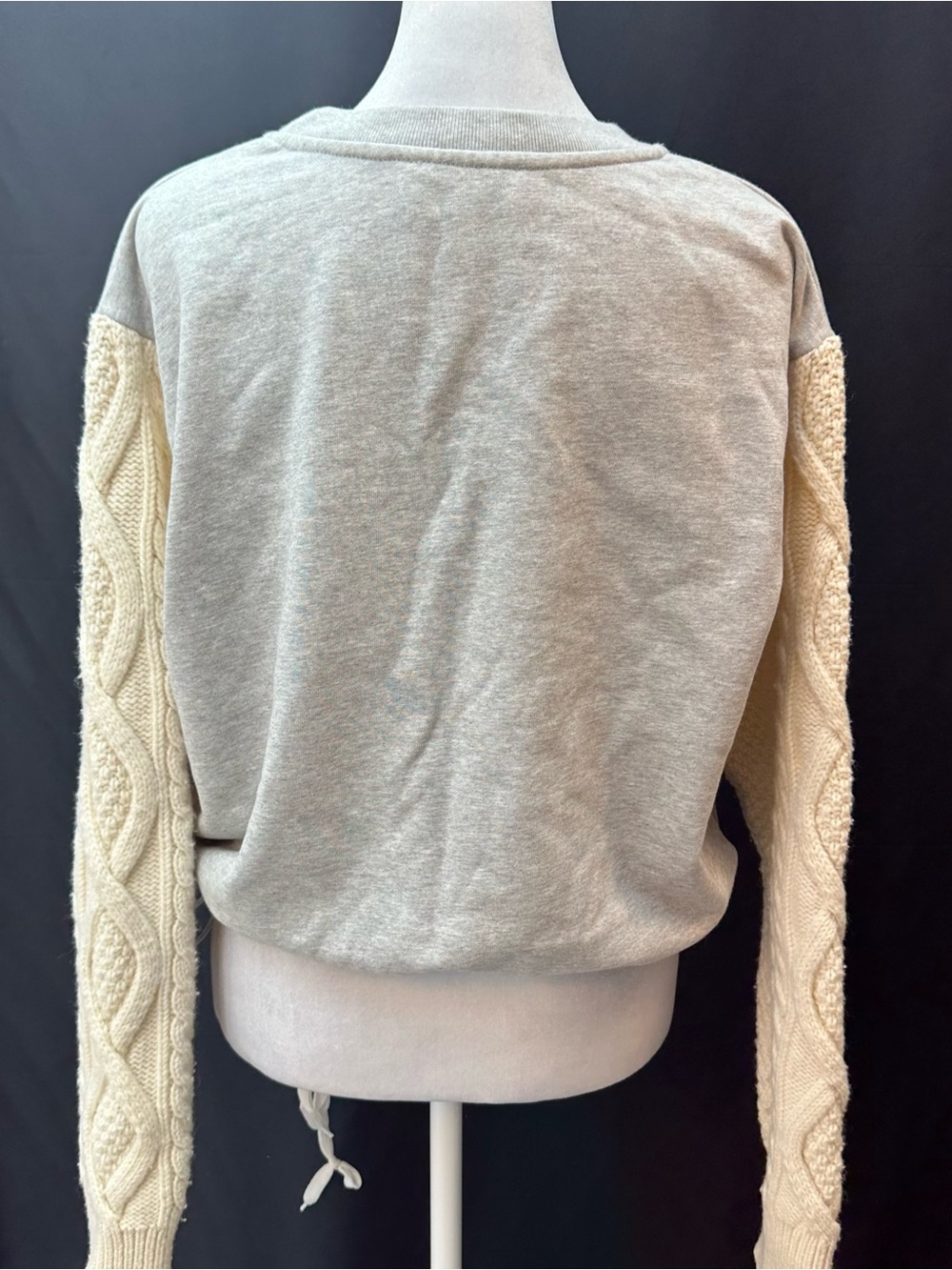 3.1 Phillip Lim Gray Body with Cream Wool Knit Sleeves Sweatshirt S - Picture 4 of 4